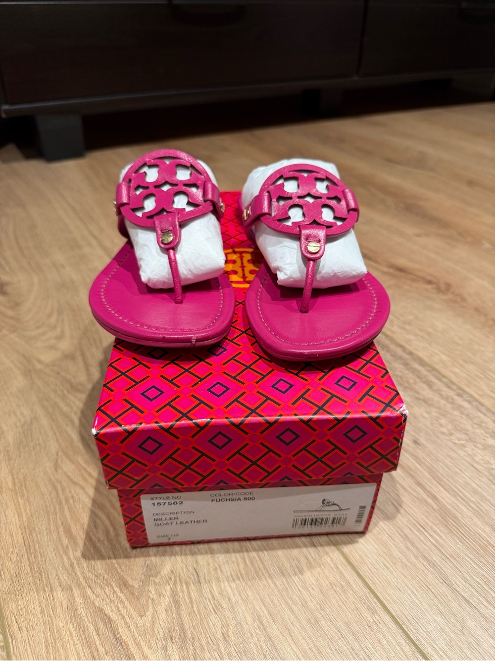 Tory Burch Miller Sandals in Fuchsia - Picture 4 of 9